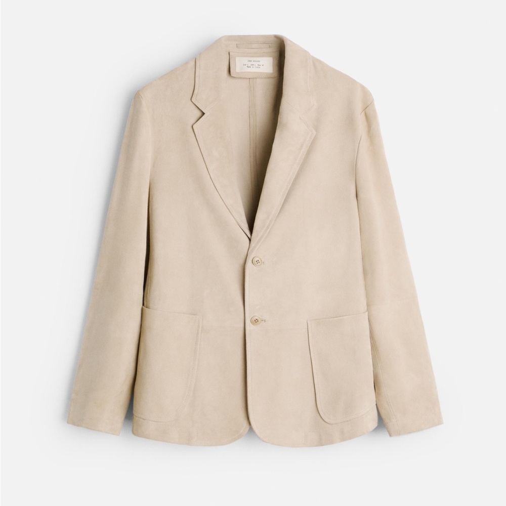 Zara Origins Cream Leather Suede Blazer